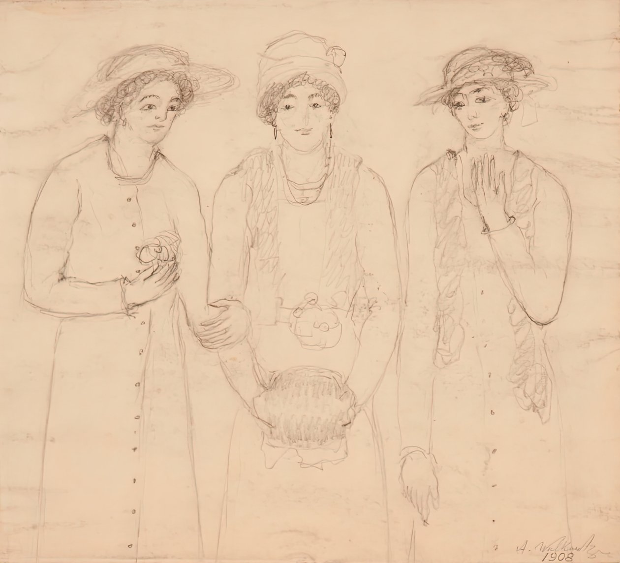 Tři ženy, 1908. od Abraham Walkowitz