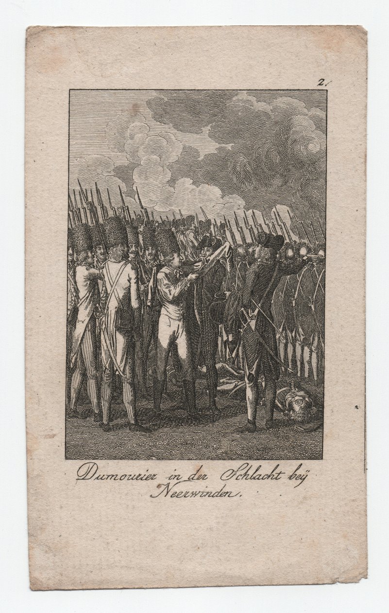 Dumouriez v bitvě u Neerwindenu, asi 1795 (rytina) od Abraham Wolfgang Küffner