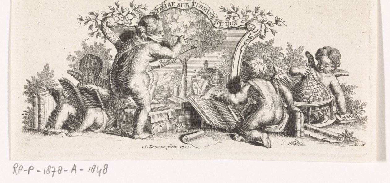 Čtyři putti studují a malují od Abraham Zeeman