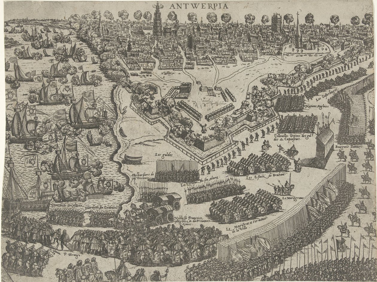 Příjezd vévody z Anjou do Antverp a přijetí princem Oranžským, 1582 od Abraham de Bruyn (attributed to)