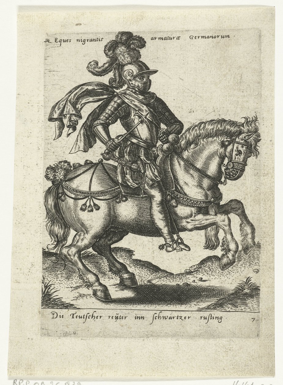 Německý jezdec v černém brnění od Abraham de Bruyn (attributed to)