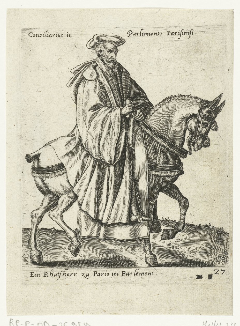 Francouzský radní na koni od Abraham de Bruyn (attributed to)