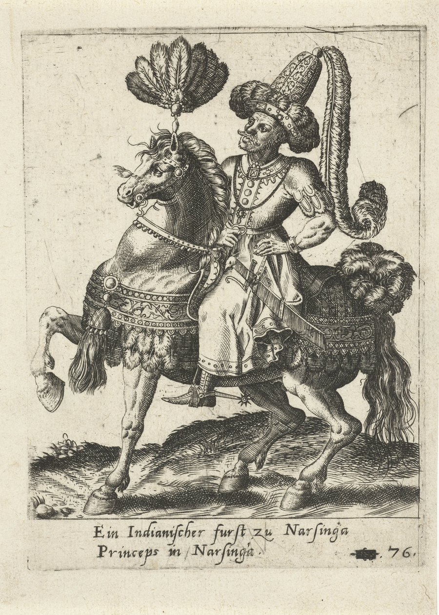Indický panovník na koni od Abraham de Bruyn (attributed to)