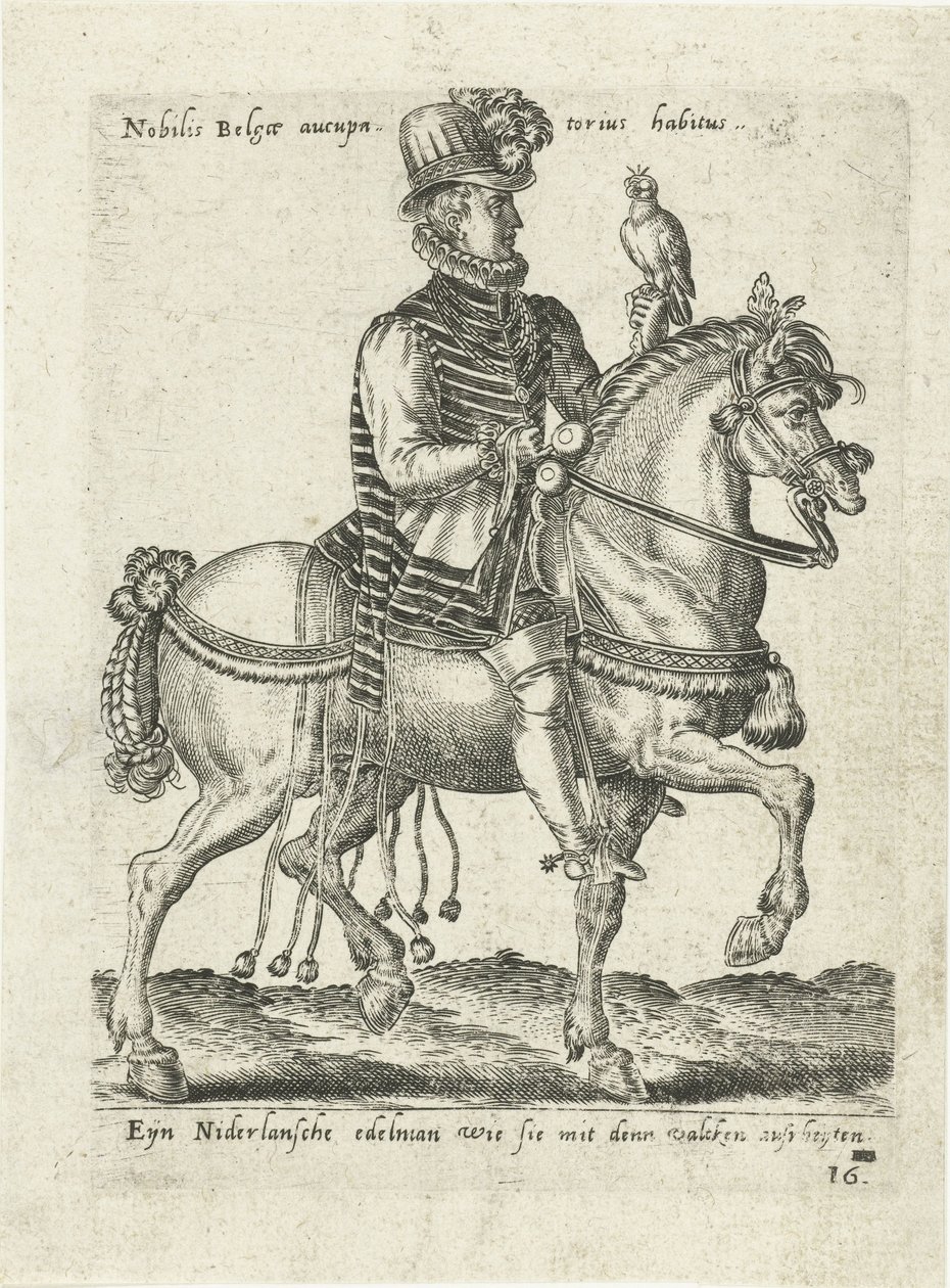 Holandský šlechtic na koni sokolnictví od Abraham de Bruyn (attributed to)