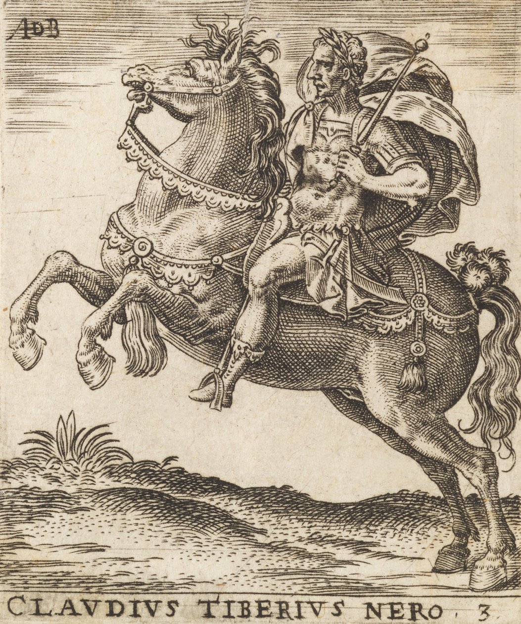 Claudius Tiberius Nero z Dvanáct Caesarů na koni, ca. 1565-1587, ca. 1565-1587. od Abraham de Bruyn