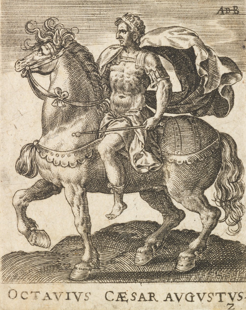 Octavius Caesar Augustus z dvanácti Caesarů na koni, ca. 1565-1587., ca. 1565-1587. od Abraham de Bruyn
