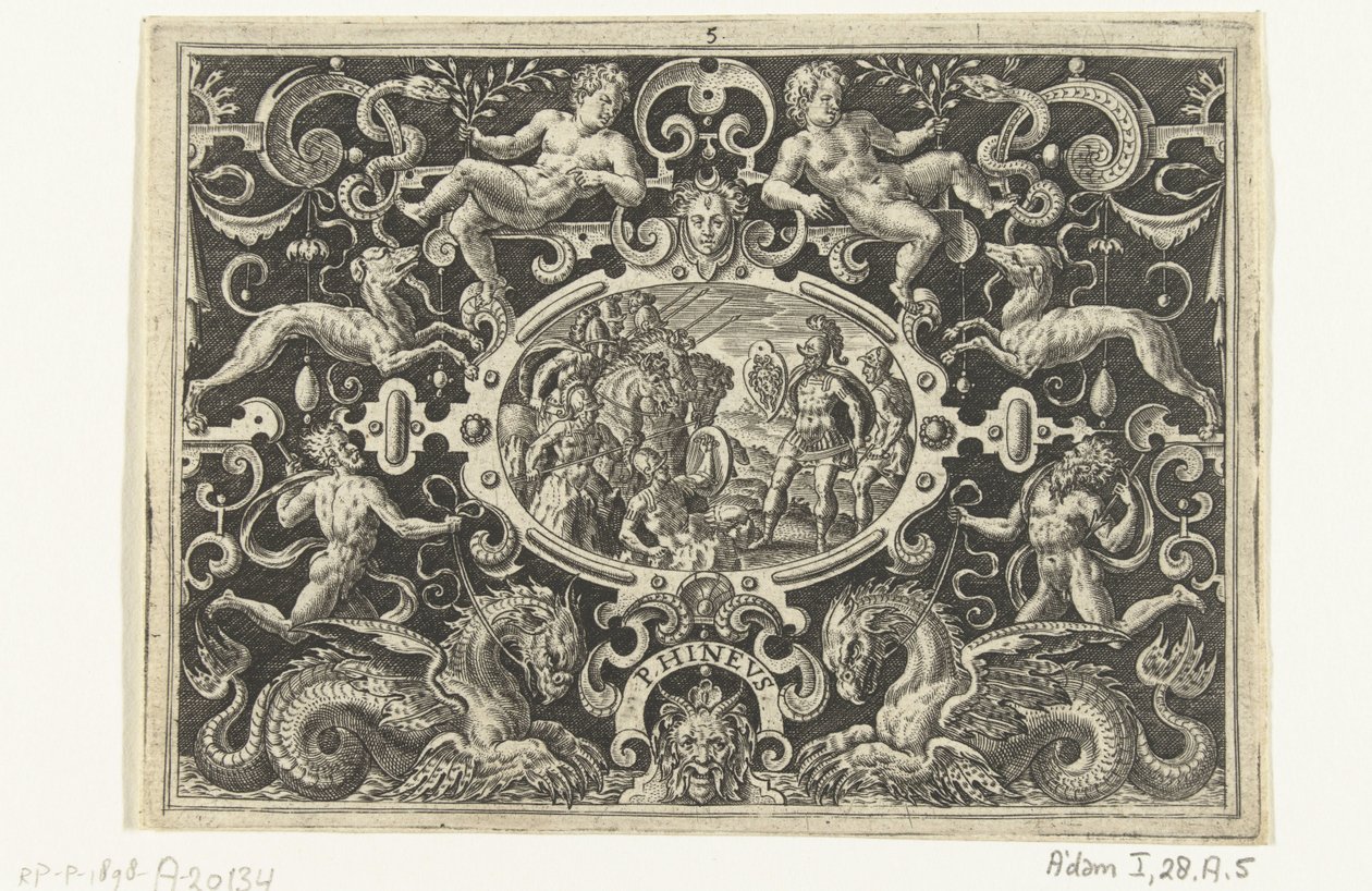 Perseus ukazuje svůj štít Medúzy Phineovi PHINEUS (název na objektu) od Abraham de Bruyn
