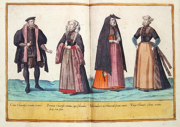Kostýmy ze 16. století z knihy "Omnium Poene Gentium Imagines", vydané v Kolíně nad Rýnem. od Abraham de Bruyn