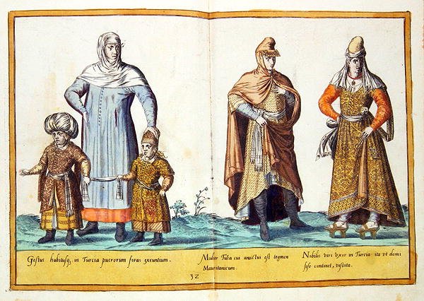 Kostýmy ze šestnáctého století z „Omnium Poene Gentium Imagines“, vydané v Kolíně nad Rýnem od Abraham de Bruyn