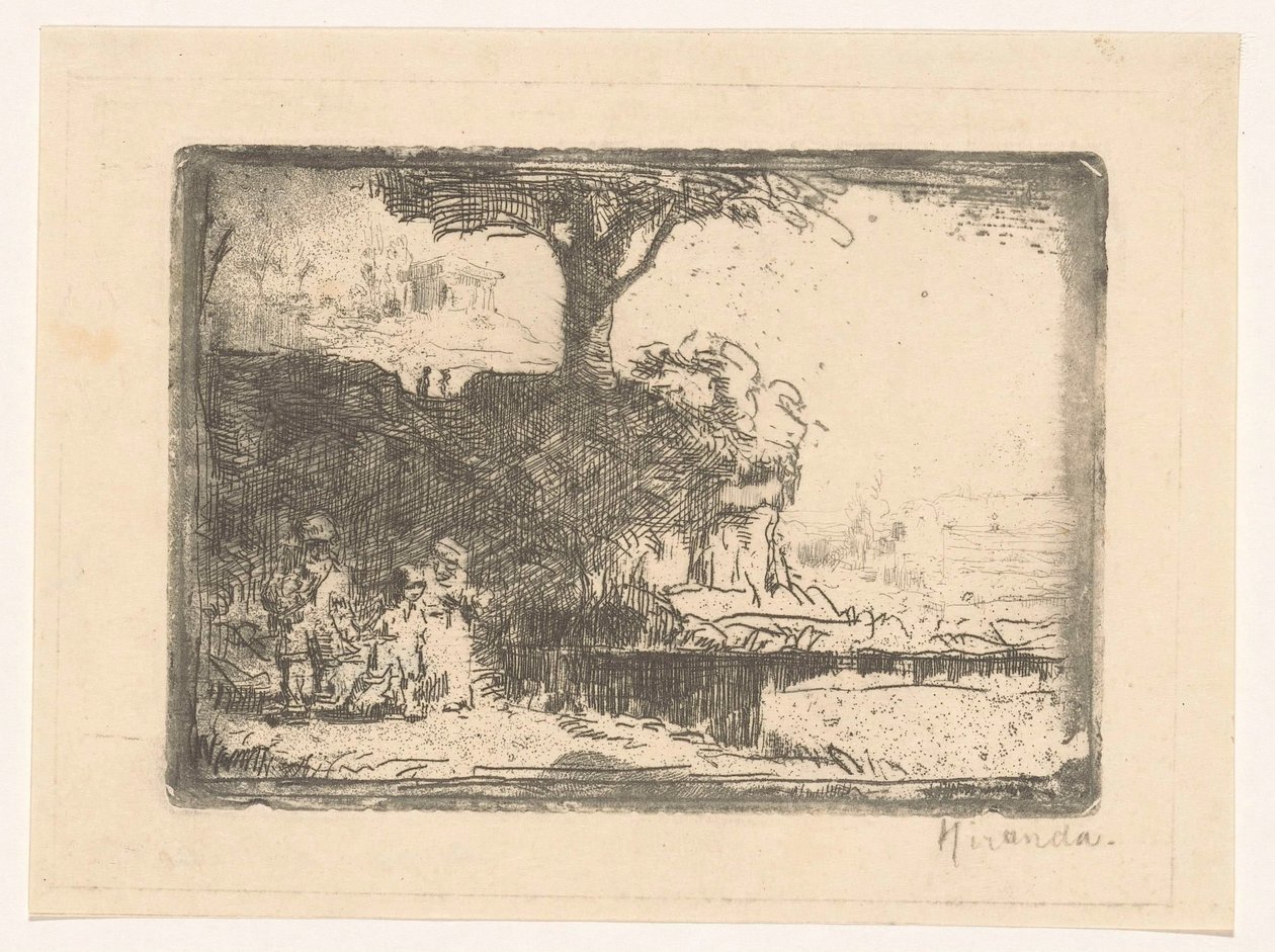 Krajina se třemi postavami od Abraham de Miranda (signed by artist)