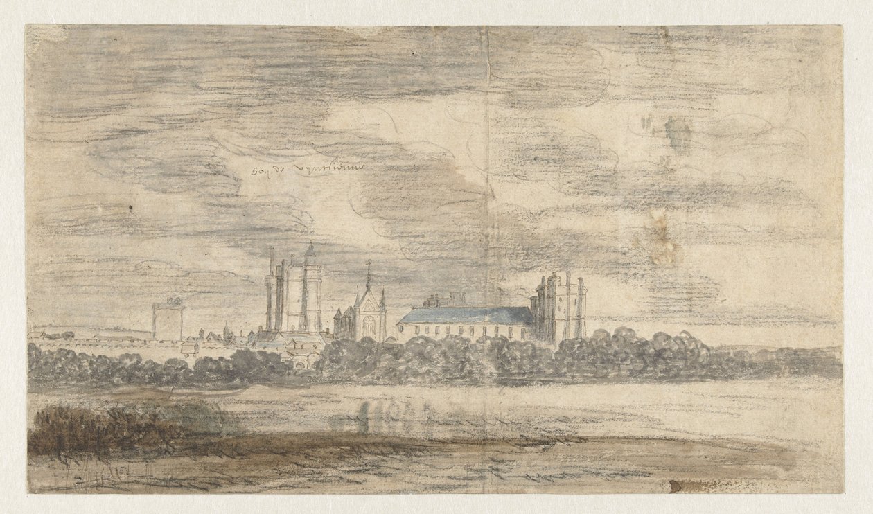 Pohled na Château de Vincennes, za řadou stromů od Abraham de Verwer