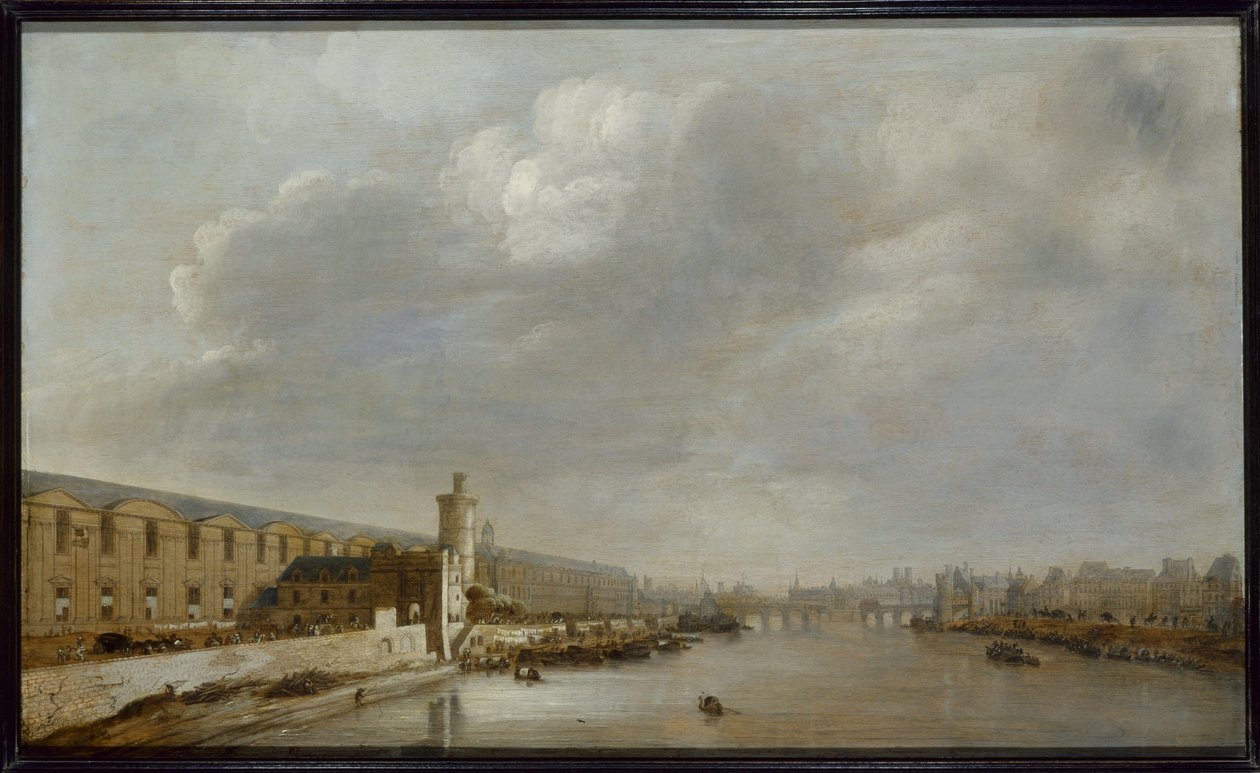 Velká galerie Louvru s Porte Neuve a Tour du Bois, asi 1640 (olej na dřevě) od Abraham de Verwer