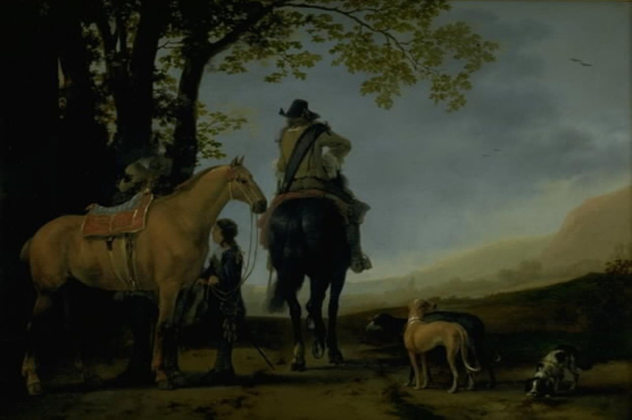 Dva jezdci v krajině od Abraham van Calraet