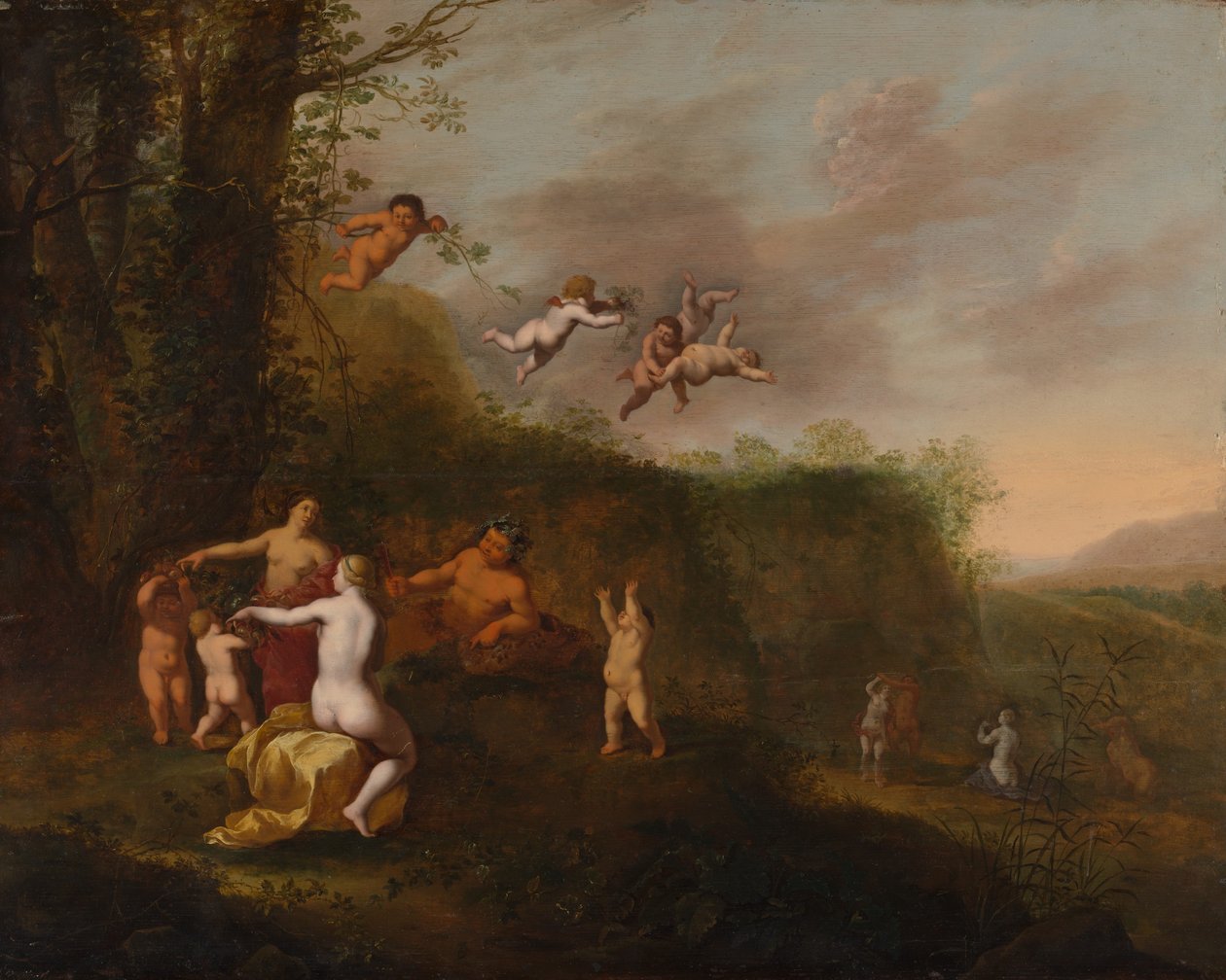 Bakchus a nymfy v krajině, pravděpodobně 40. léta 17. století. od Abraham van Cuylenborch