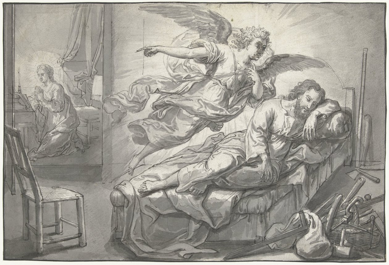 Anděl se zjevuje Josefovi ve snu od Abraham van Diepenbeeck