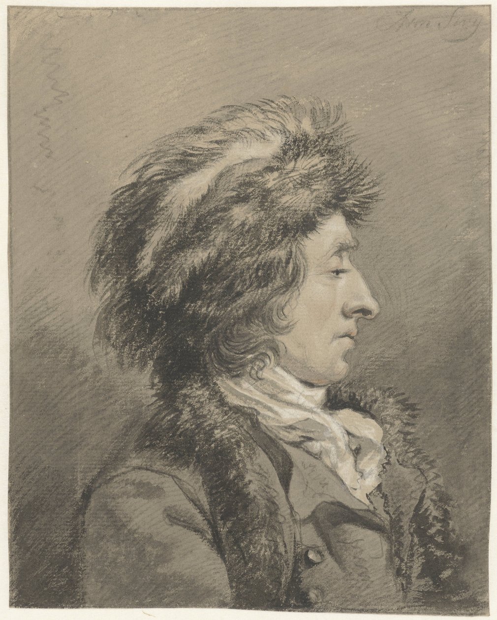 Muž s kožešinovou čepicí, profil vpravo od Abraham van Strij (I)