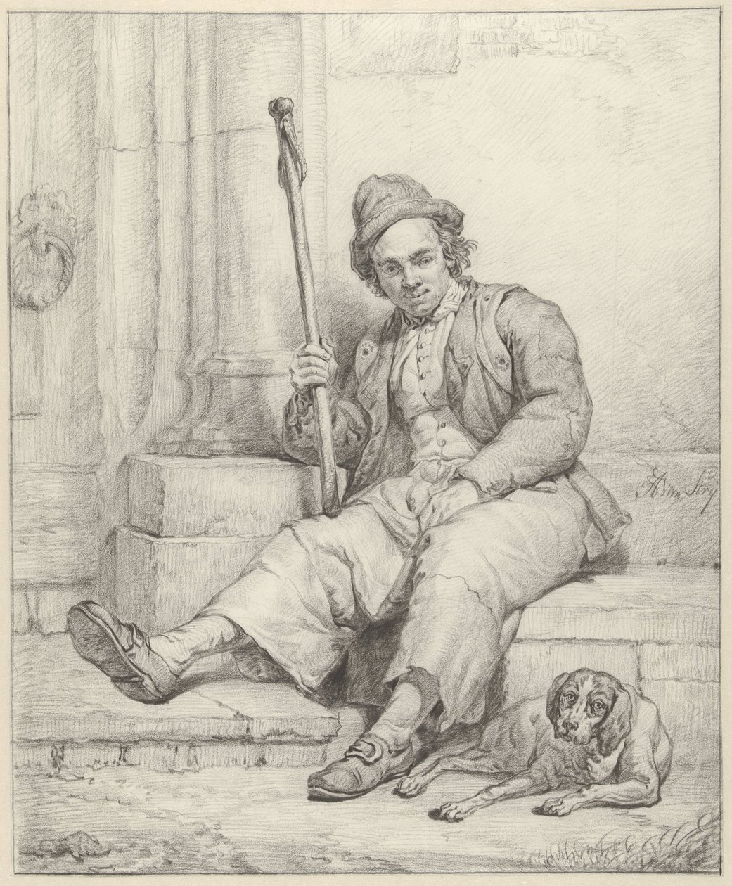 Sedící muž se psem od Abraham van Strij (I)