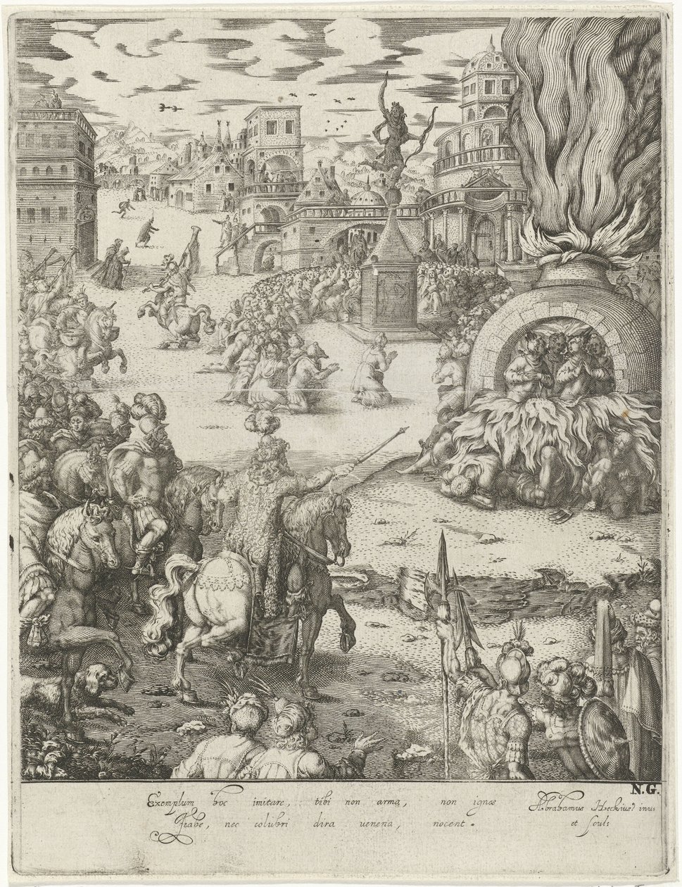Shadrach, Meshach a Abednego v ohnivé peci od Abraham van den Hecken