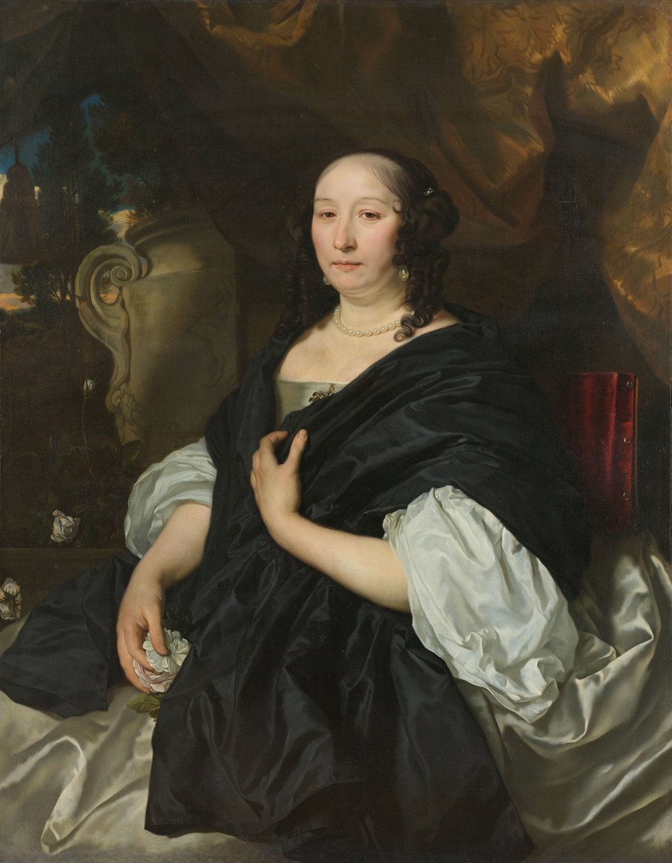 Portrét Cathariny van der Voort Catherine van der Voort (1622-74). Druhá manželka Pietera de la Court od Abraham van den Tempel