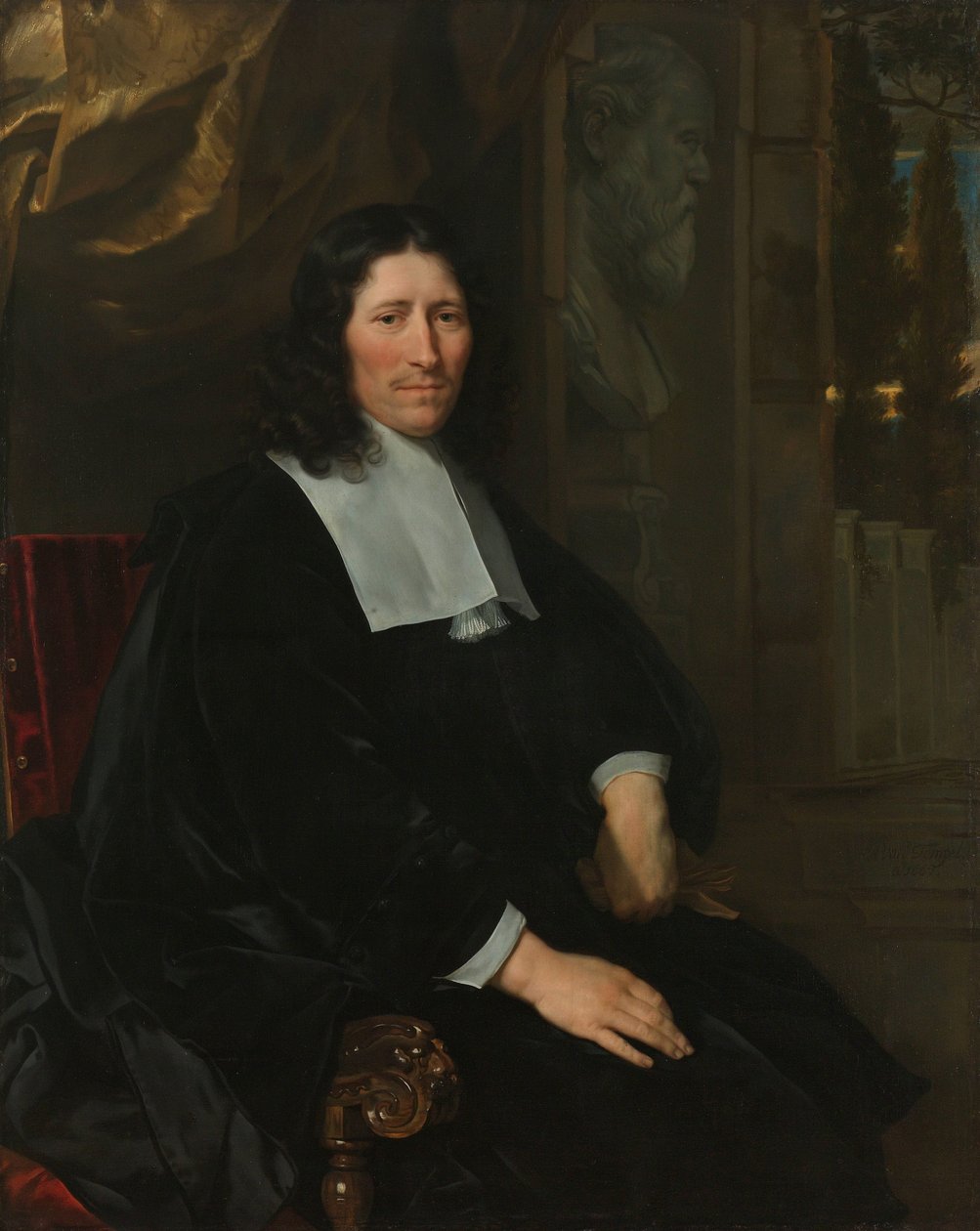 Portrét Pietera de la Courta Portrét Pietera de la Courta. Výrobce a majitel sukna, nejprve v Leidenu, od roku 1673 v Amsterodamu, politický pamflet od Abraham van den Tempel