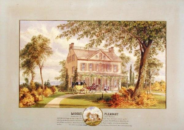 Mount Pleasant (Beekman Mansion), New York City, asi 1874 (akvarel, kvaš a grafit na papíře) od Abram Hosier