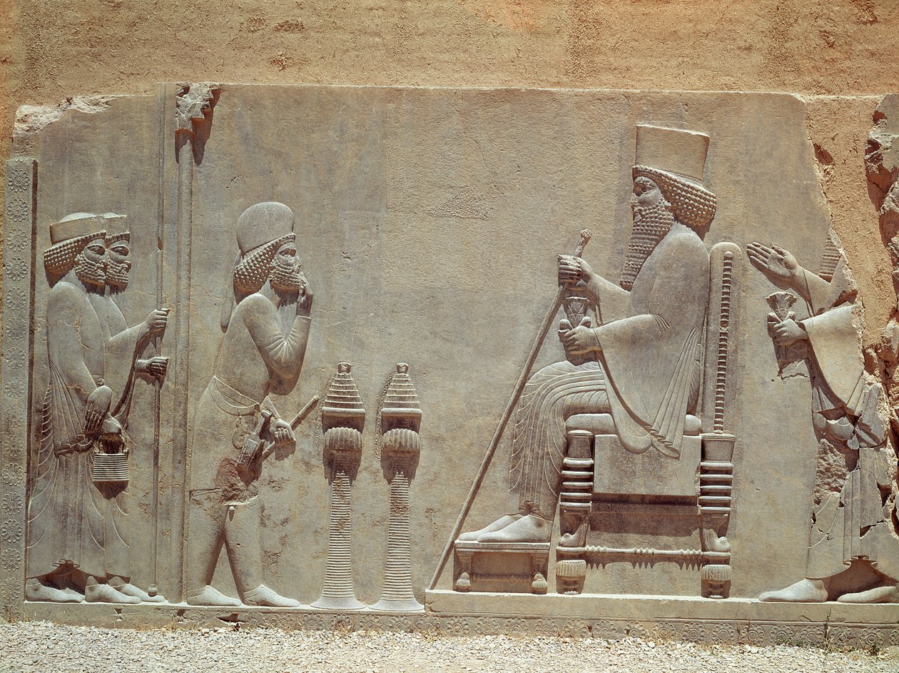 Mediánský důstojník vzdávající hold králi Dareiovi I. ze státní pokladny, cca 515 př. n. l. (vápenec) (viz také 209288) od Achaemenid