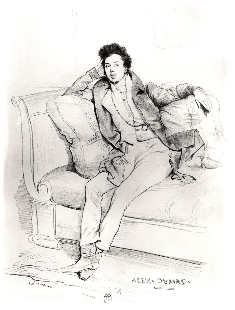 Alexandre Dumas Pere (1803-70) rytý Charles Etienne Pierre Motte (1785-1836) od Achille Devéria