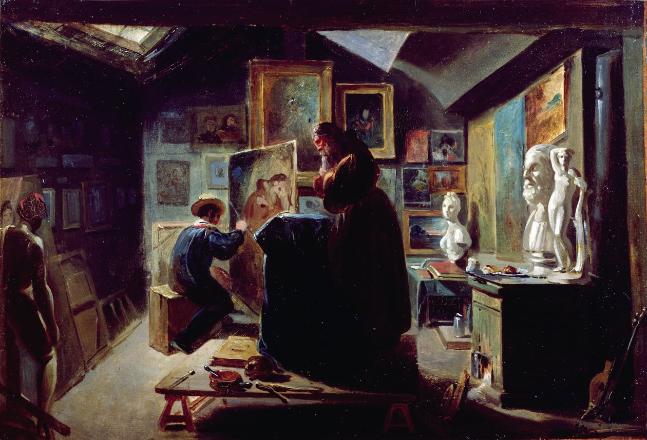 V Umělcově ateliéru, 1820-30 od Achille Devéria