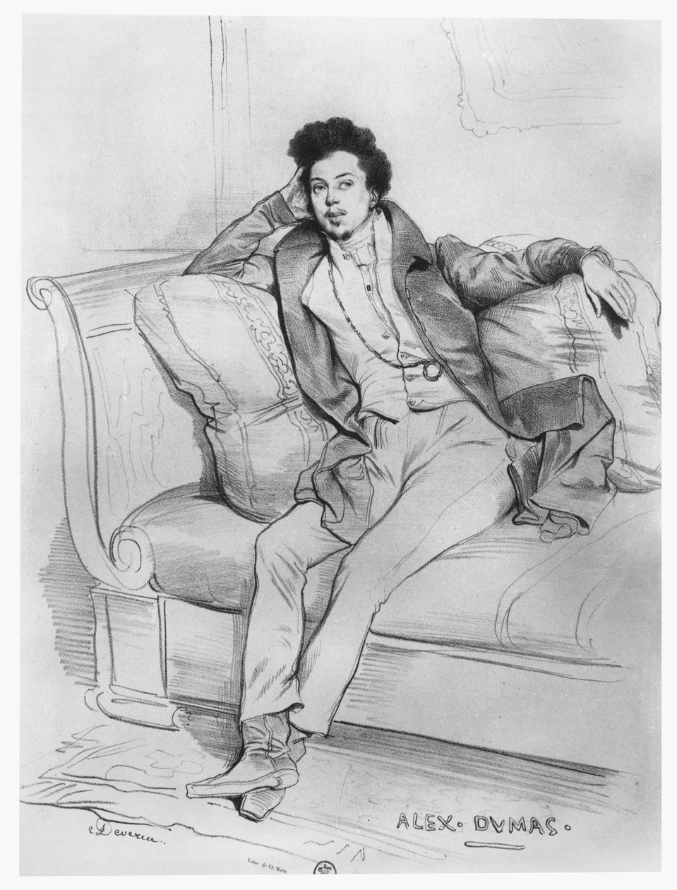 Portrét Alexandra Dumase, otce od Achille Devéria