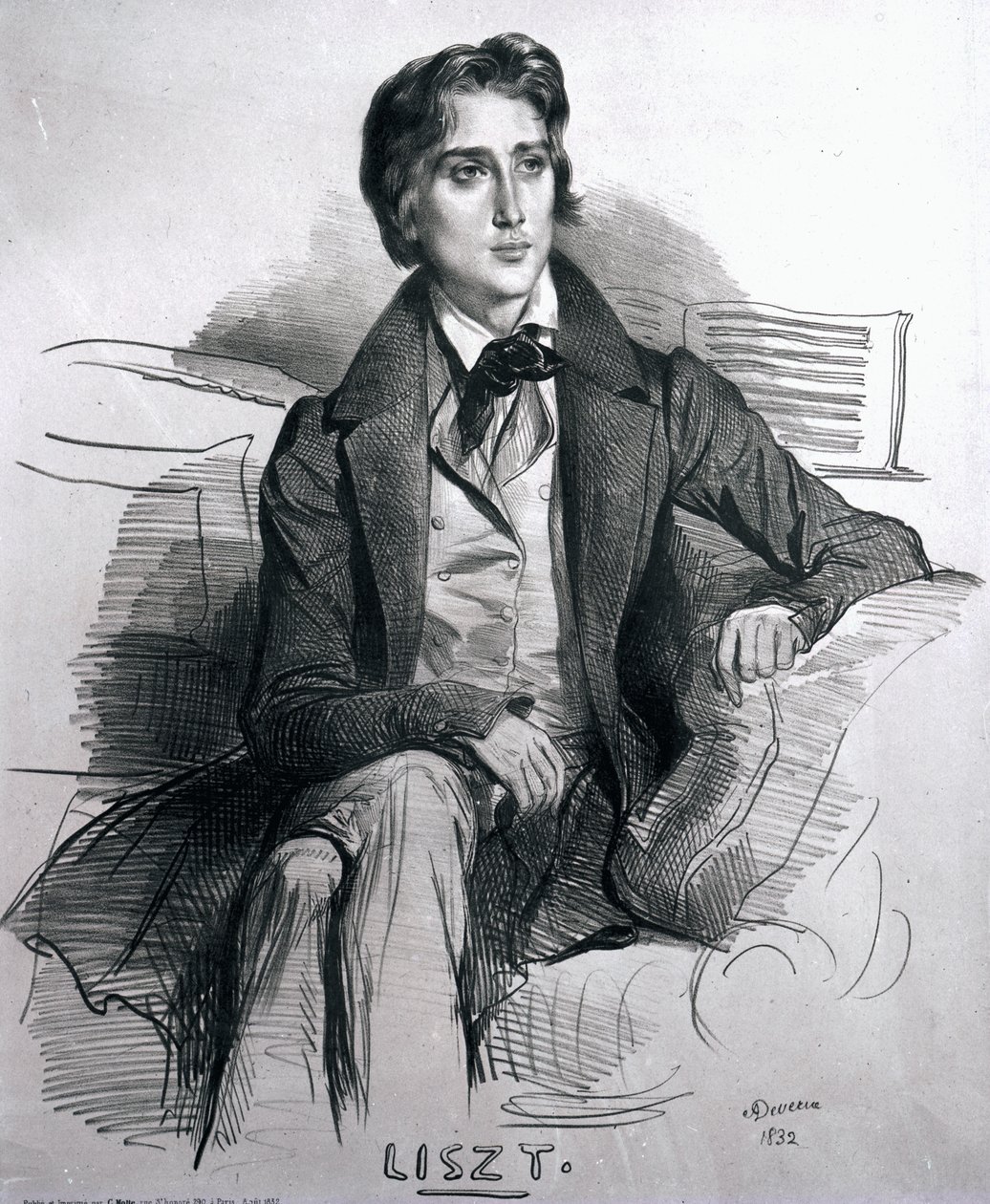 Portrét Franze Liszta (1811-86) srpen 1832 od Achille Devéria