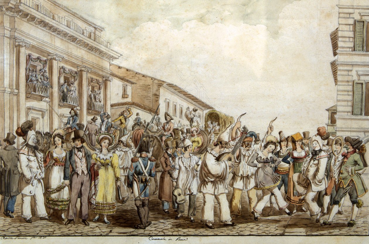 Karneval v Římě, 1830 od Achille Pinelli