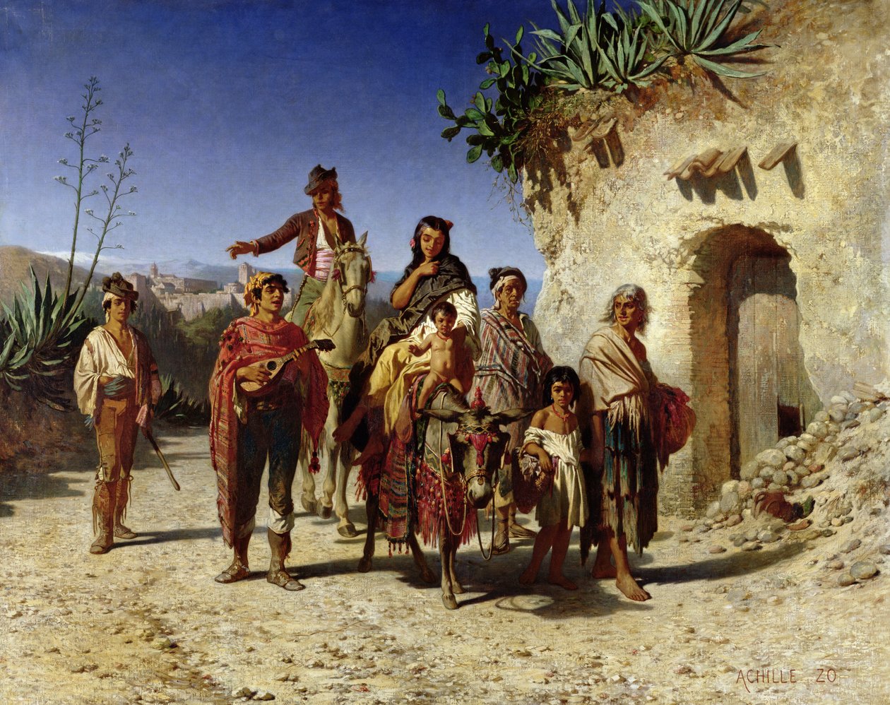 Cikánská rodina na cestě, kolem roku 1861 od Achille Zo