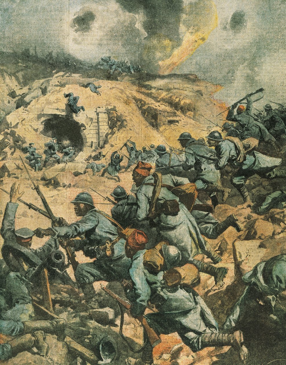 Bitva o Verdun, ilustrace na obálce z „The Sunday Courier“ od Achille Beltrame