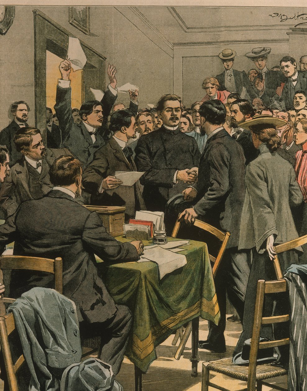 Obálka příjezdu Maxima Gorkého na setkání ruských revolucionářů; Londýn, Anglie od Achille Beltrame