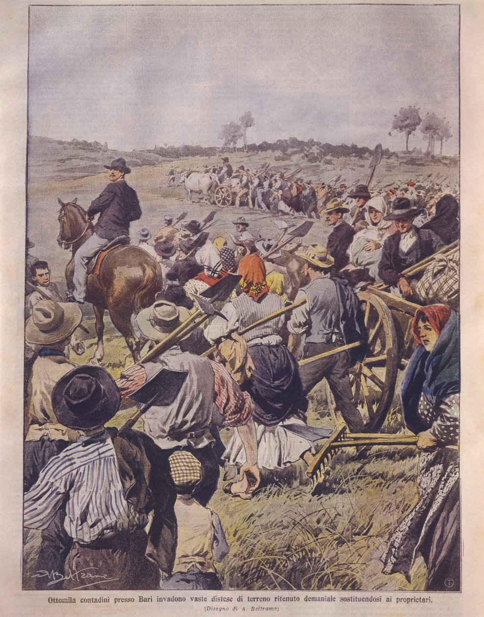 Ilustrace na obálce okupace Latifundia; Apulie, Itálie od Achille Beltrame