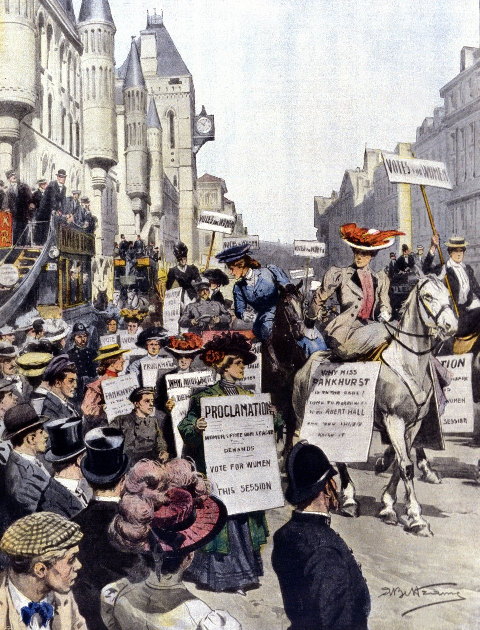 Demonstrace v Londýně v září 1908 od Achille Beltrame