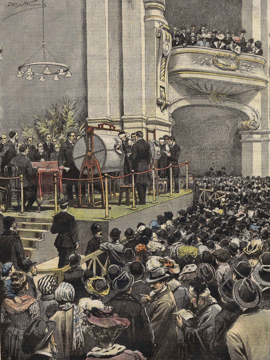 Losování milánské loterie v roce 1907. ilustrace Achille Beltrame. od Achille Beltrame