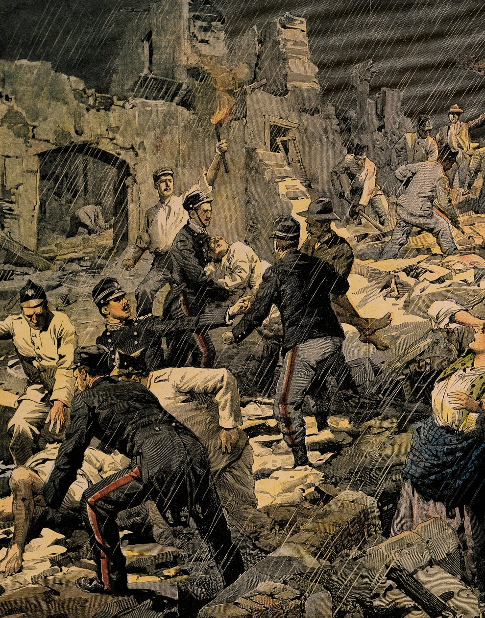 Zemětřesení v Kalábrii, Achille Beltrame (1871-1945), z La Domenica del Corriere od Achille Beltrame