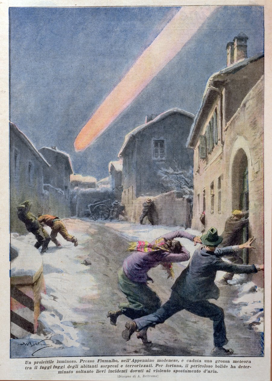 Pád meteoritu v Apeninách, Itálie od Achille Beltrame