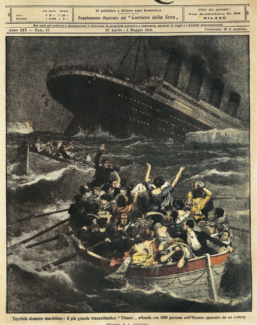Velká Británie, Potopení osobního parníku Titanic od Achille Beltrame