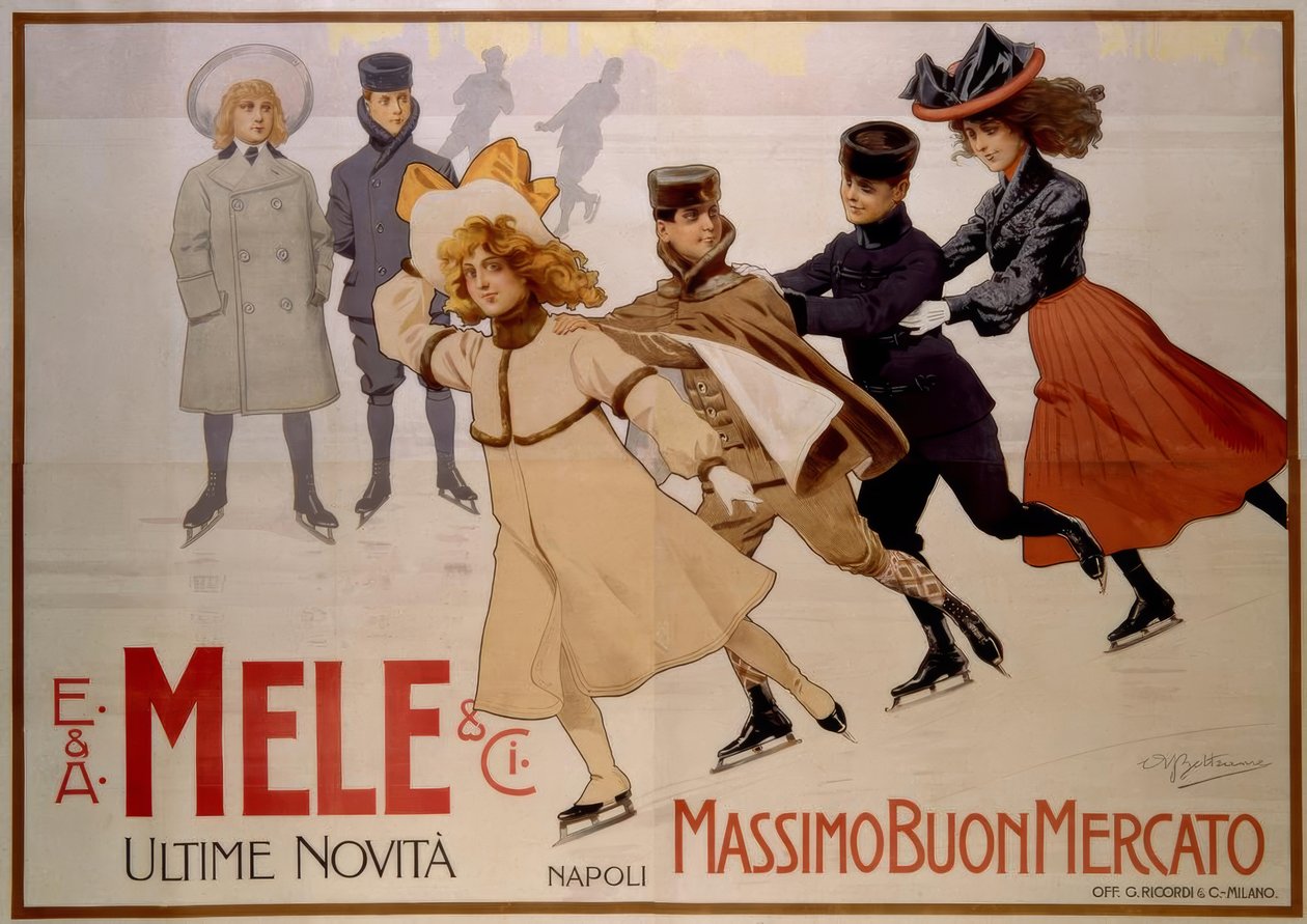 Mladí bruslaři / plakát 1902 od Achille Beltrame
