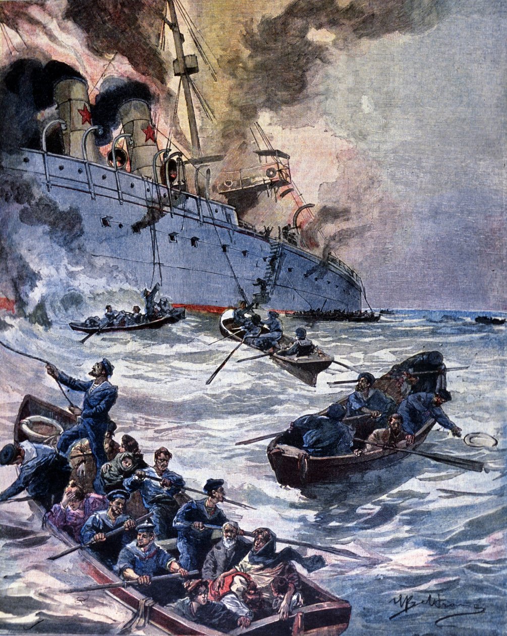 Požár parníku Vittoria v Alicante. Ilustrace Beltrame. Kurýrní neděle. 1899. od Achille Beltrame