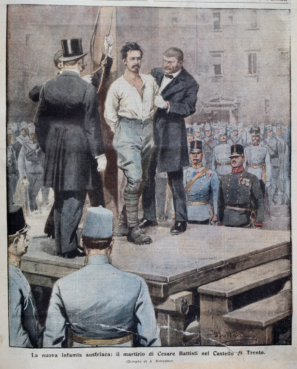 Mučednictví Cesare Battisti (1875-1916) 12. července od Achille Beltrame