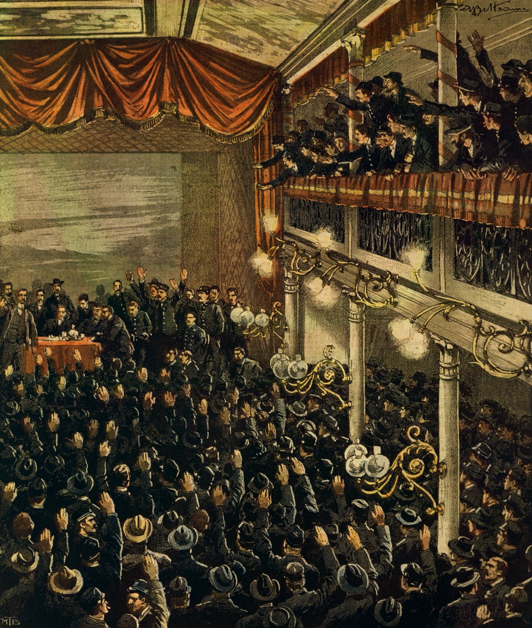 Železniční stávka v Miláně, Achille Beltrame, ilustrace, Ilustrátor Achille Beltrame (1871-1945), z La Domenica del Corriere, 30. dubna 1905 od Achille Beltrame