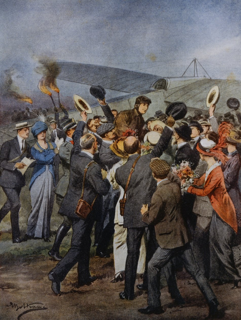 Návrat do Turína letce Perrylona, po odletu za jediný den do Říma, Itálie, ilustrace Achille Beltrame z La Domenica del Corriere, 15. června od Achille Beltrame