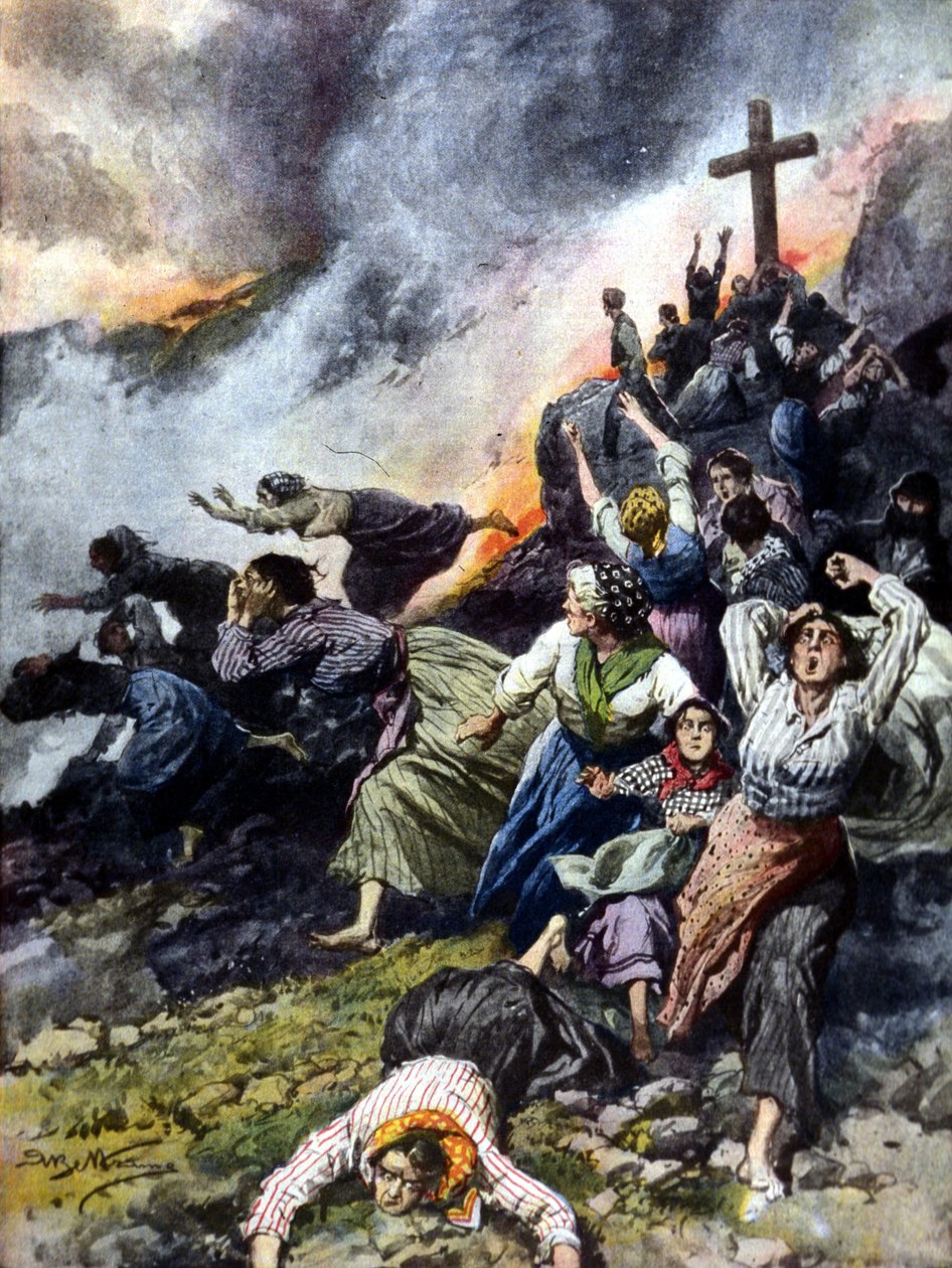Erupce Etny na Sicílii v roce 1902. Ill. od A. Beltrame. "La Domenica del Corriere" ". od Achille Beltrame