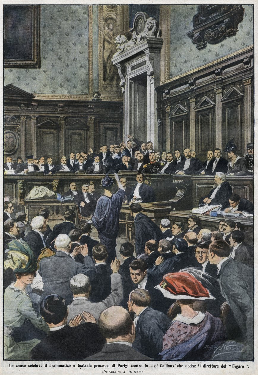 The grand procés: velký proces v Paříži od madame Caillaux, která zavraždila ředitele Figara. „La Domenica del Corriere“, 22. až 29. listopadu 1914. od Achille Beltrame