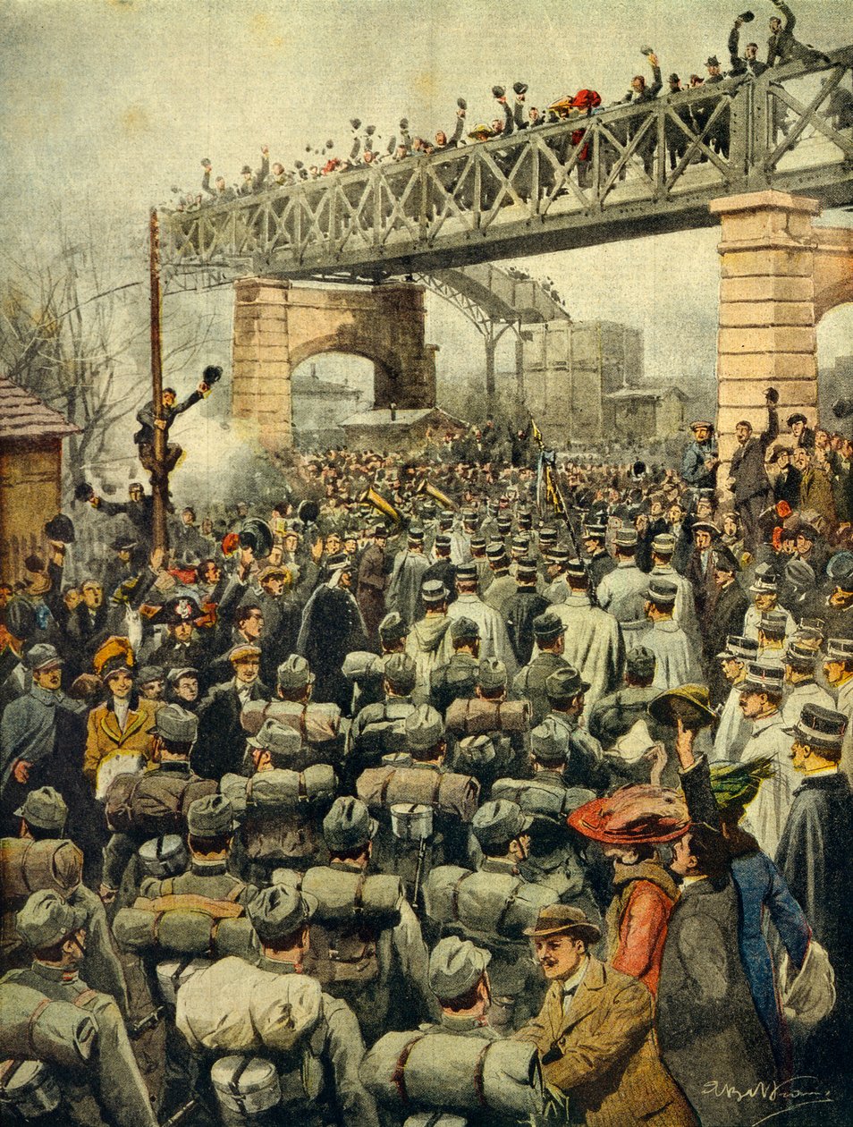 Triumfální návrat italských jednotek z Libye v Miláně, ilustrátor Achille Beltrame (1871-1945), z La Domenica del Corriere, 26. ledna 1913. od Achille Beltrame