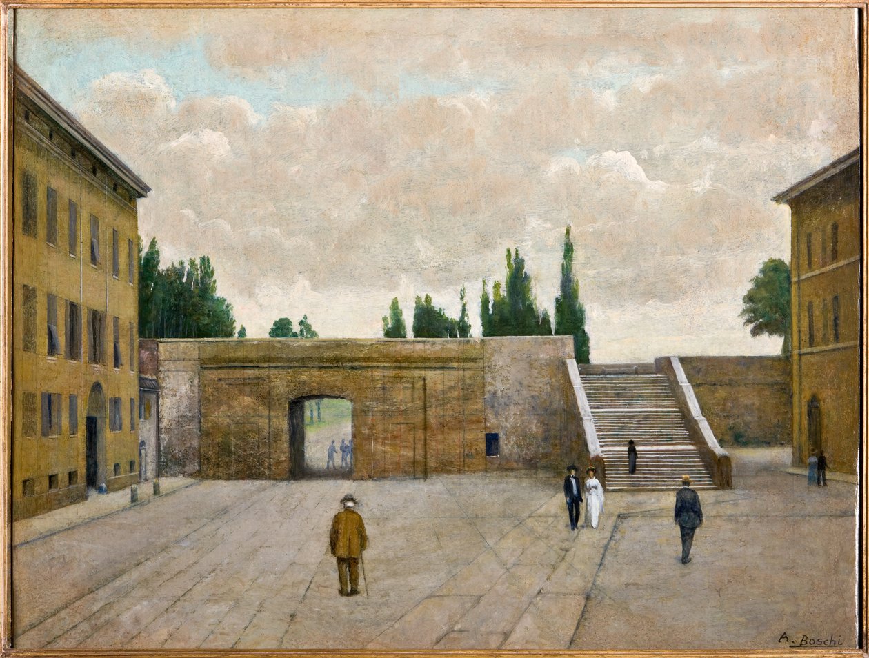 Porta San Francesco v Modeně (olej na plátně) od Achille Boschi