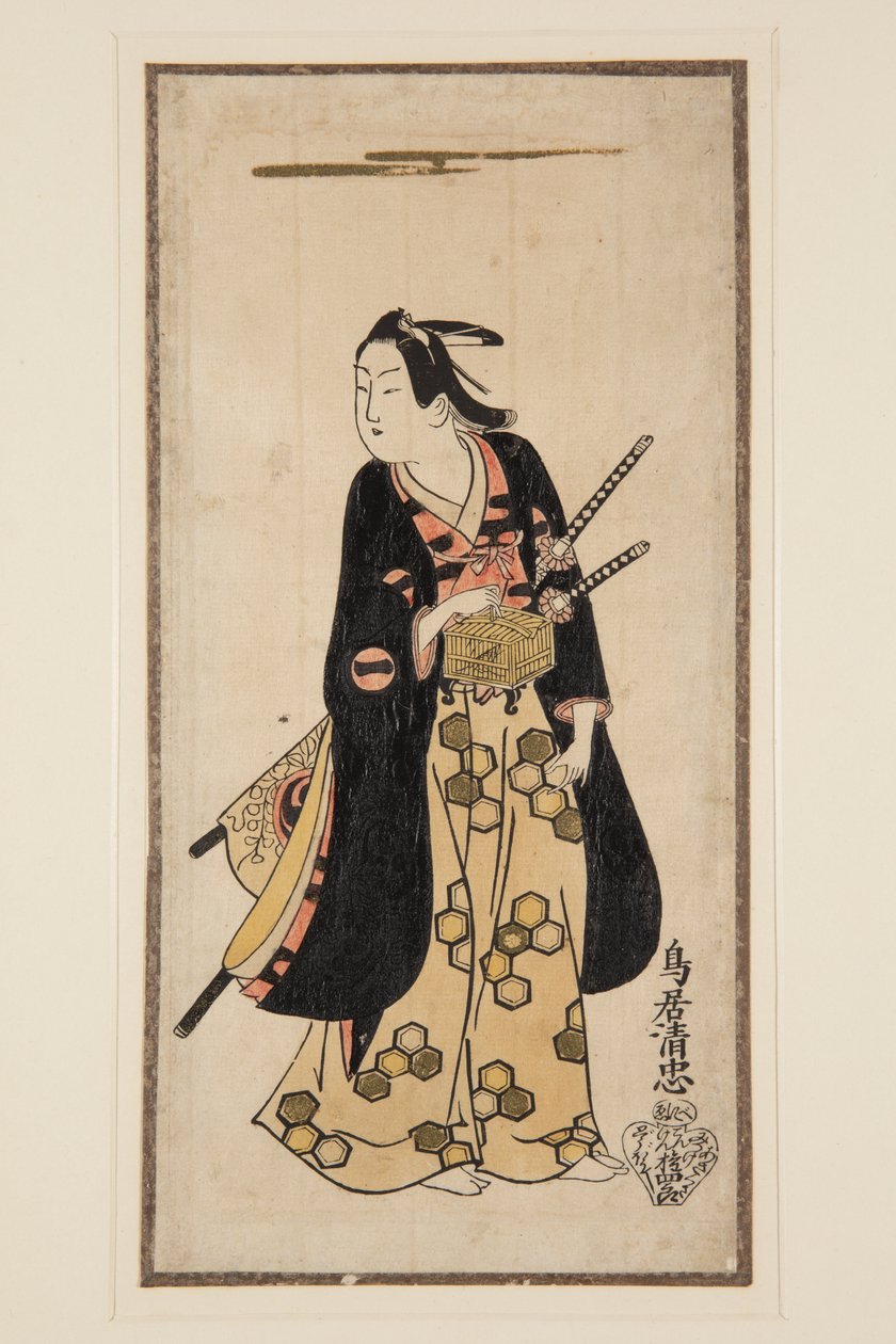 Herec Ichikawa Monosuke I (barevný dřevořez) od Achille Cattaneo
